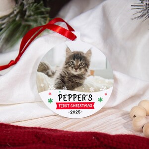 Première décoration de Noël pour chat, Décoration de Noël personnalisée pour chat, Première décoration de Noël pour animaux de compagnie, Décoration photo de chat, Cadeau pour papa chat pour les amoureux des chats image 3