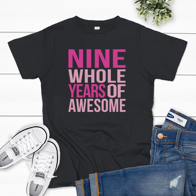 Nine Year Old Birthday Shirt, 9th Birthday Shirt Girl, Girls 9th Birthday Shirt, 9 Year Old Birthday Shirt Girl, Nine Year Old Girl Gifts image 2