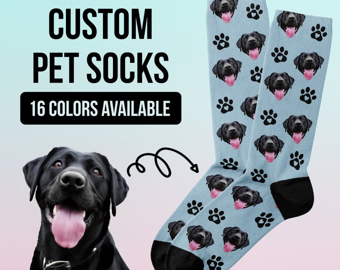 Personalized Dog Socks Custom Pet Socks, Customized Dog Socks, Dog Face