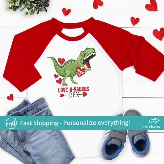 Loveasaurus Rex Boys Valentine Shirt 