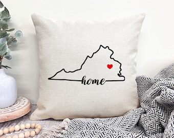 Virginia Pillow, Virginia Theme Gift, Virginia Home Decor, Home Coordinates Pillow, Personalized State Pillow, Housewarming Gift Pillow