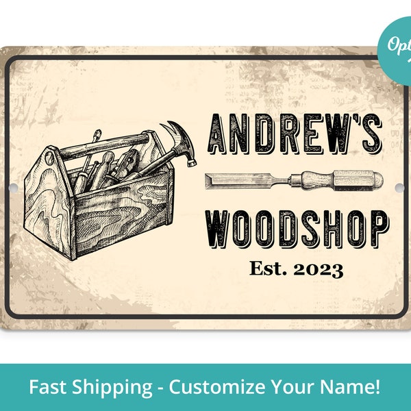Custom Woodshop Sign, Personalized Wood Shop Sign, Custom Sign for Dad, Carpentry Gifts for Him, Fathers Day Gift, Woodworking Gifts