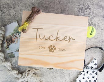 Dog Memorial Box Personalized, Wooden Memory Box, Pet Memorial Box, Engraved Keepsake Box, Dog Memorial Gift for Dog Mom, Pet Loss Gifts