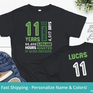 11 Years Of Being Awesome Shirt, Eleven Birthday Shirt, 11th Birthday Shirt Boy, 11 Year Old Birthday Boy Shirt, Personalized Birthday Shirt