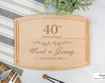 40th Wedding Anniversary Cutting Board, 40th Anniversary Gift Personalized Cutting Board, Anniversary Gifts For Parents, Gift for Couple