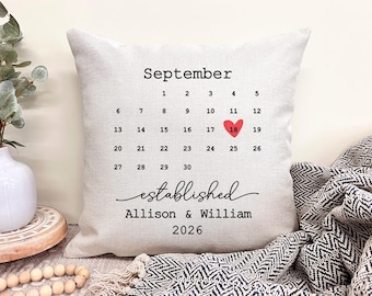 Wedding Date Pillow With Wedding Date, Wedding Anniversary Pillow, Personalized Wedding Pillow Cover, Wedding Gifts For Couple