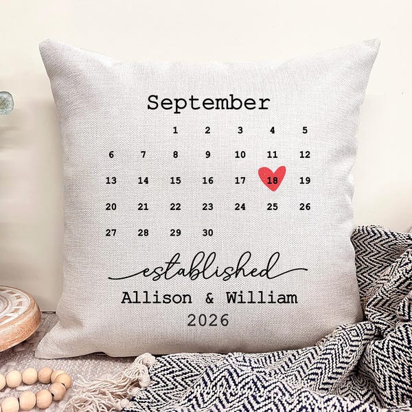 Wedding Date Pillow With Wedding Date, Wedding Anniversary Pillow, Personalized Wedding Pillow Cover, Wedding Gifts For Couple