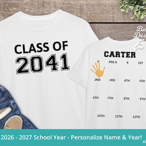 Class Of 2041 Shirt, Class Of 2041 Handprint Shirt, Grow With Me Shirt, Handprint School Shirt Personalized, Handprint Shirt For P to 12th
