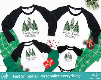 Family Christmas Pajamas Set, Christmas Tree Family Shirt, Personalized Christmas Pajamas Family, Matching Christmas Pajamas Family
