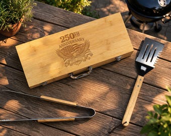 USA 250th Anniversary Grill Set, 4th of July Grill Accessories, America 250 Years, American Flag BBQ Set, Independence Day Patriotic Gift