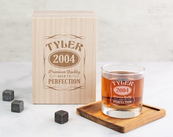 Birthday Gift Personalized Whiskey Glass Set, Custom Whiskey Glasses, Personalized Birthday Gifts for Boyfriend, 21st Birthday Gift For Him