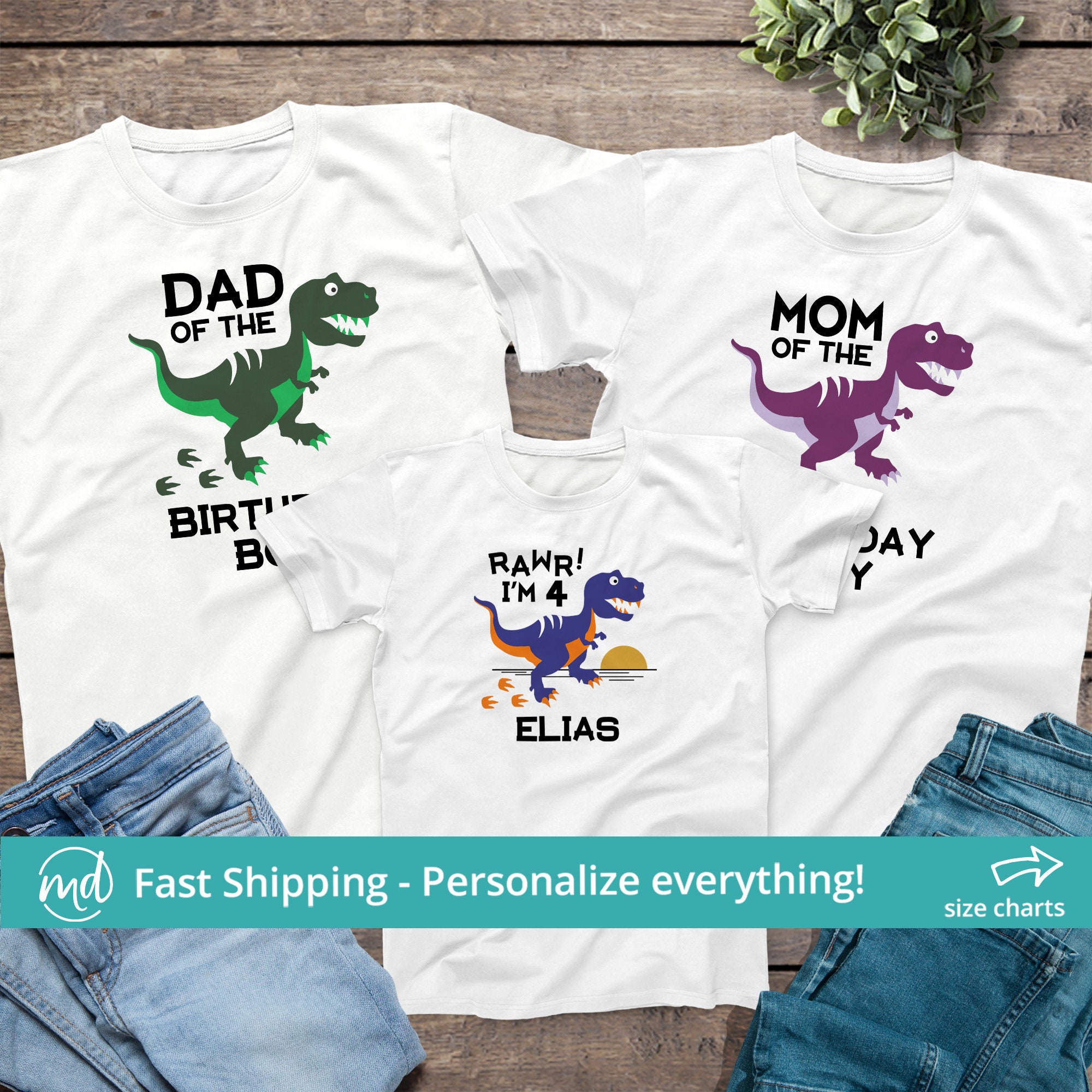 mom and dad dinosaur shirts