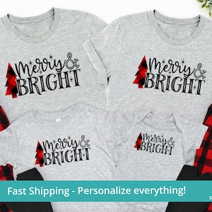 Christmas PJs Family Matching Christmas Pajamas, Holiday Pajamas Family PJs, Matching Family Pajamas Christmas,  Merry And Bright Pajamas