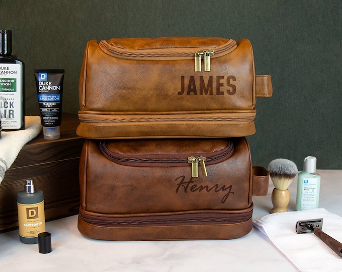 Mens Toiletry Bag Personalized Dopp Kit For Men, Personalized Anniversary Gifts For Him, Custom Travel Bag For Men, Dopp Kits For Him