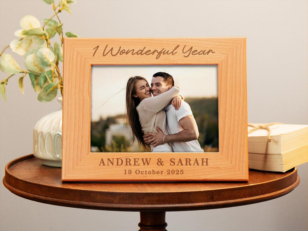 1st Anniversary Picture Frame Personalized, 1st Anniversary Gift for