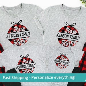 Family Christmas Shirts With Name, Personalized Christmas Pajamas For Family Christmas Pajamas Plaid, Matching Christmas Pajamas