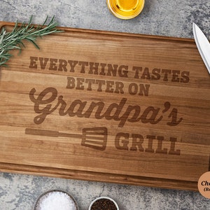 Grandpa Cutting Board, Fathers Day Cutting Board, Grandpas Grill Plate ...