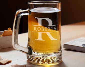 Personalized Beer Mug, Custom Beer Glasses, Engraved Beer Stein, Christmas Gift Personalized Pint Glass,  Christmas Gifts for Dad Beer Glass