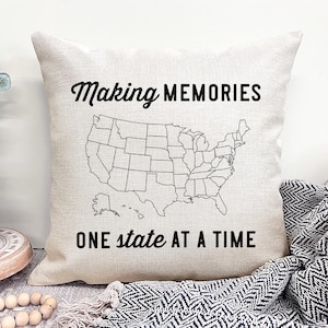 United States Travel Map, USA Travel Map Gift, Personalized RV Pillow, Adventure Pillow, Personalized Camper Decor, Family Adventure Map