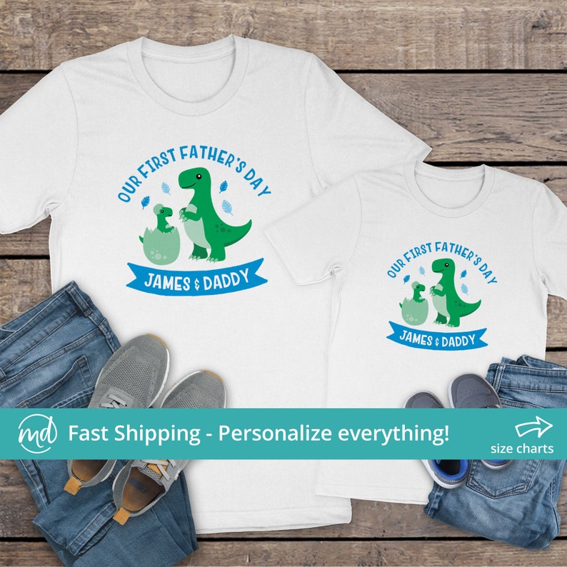 Dinosaur Fathers Day Shirt 1st Fathers Day Matching Outfits 1st Fathers Day Matching Shirts Sets Our First Fathers 1st Fathers Day Shirt