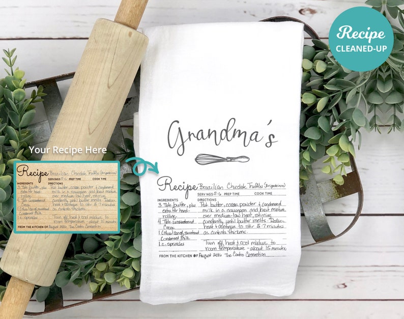 Handwritten Recipe Tea Towel Recipe Towel Personalized Recipe Etsy