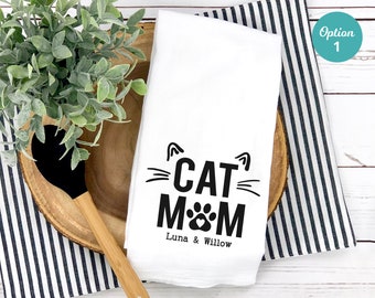 Cat Kitchen Towel, Cat Hand Towel, Personalized Cat Mom Gifts, Personalized Cat Lover Gift, Personalized Cat Gift, Cat Tea Towel