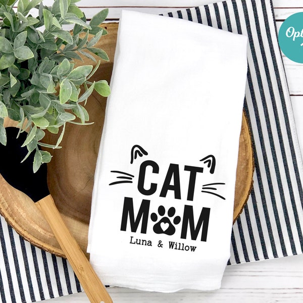 Cat Kitchen Towel, Cat Hand Towel, Personalized Cat Mom Gifts, Personalized Cat Lover Gift, Personalized Cat Gift, Cat Tea Towel