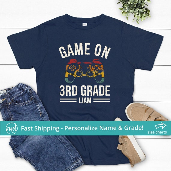 Game On 3rd Grade Shirt, First Day Of 3rd Grade Shirt For Boy, Video Game Back to School Shirt, Personalized Third Grade Shirt for Boys