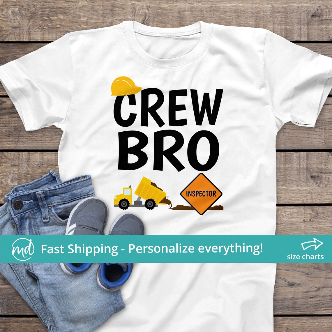 1st birthday construction shirt