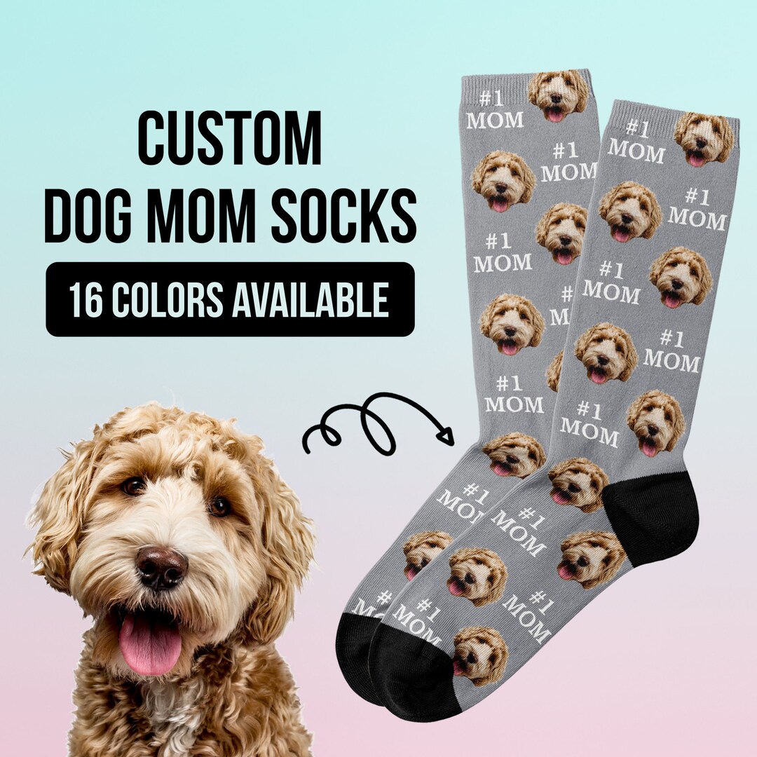 Dog Mom Socks With Faces, Dog Face Socks, Dog Mom Gift for Women, Pet Photo Socks, Custom Dog