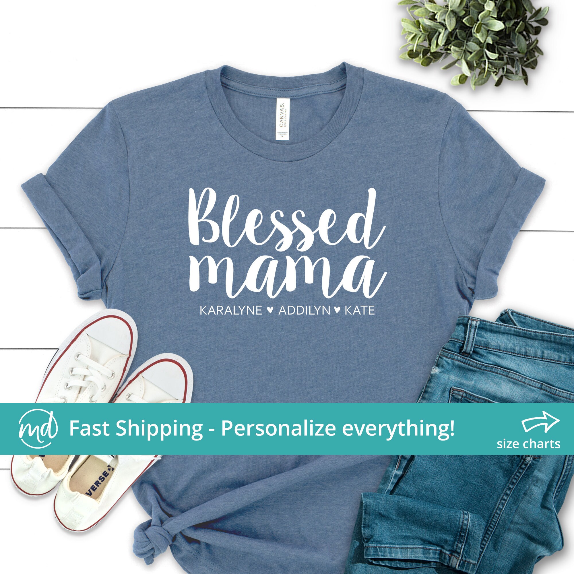 Blessed Mama Shirt Personalized Mom 