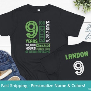 Nine Years of Awesome Shirt, 9 Year Old Birthday Shirt Boy, Boys Birthday Shirt For 9 Year Old Boy, Ninth Birthday Shirt, 9th Birthday Shirt