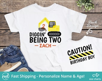 Dig Being 2 Birthday Shirt Personalized, Construction 2 Year Old Birthday Shirt, 2nd Birthday Shirt Boy, Construction Birthday Shirt 2