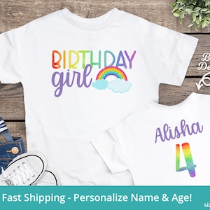 Rainbow 4th Birthday Shirt Personalized, 4th Birthday Outfit, Rainbow Birthday Shirt Girl, Fourth Birthday Shirts, 4 Year Old Birthday Shirt