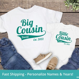 Matching Cousin Shirts, Big Cousin Little Cousin Outfits, Personalized Set of Two, Coordinating Cousin Outfits, Cousin Gift image 1