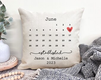 Wedding Date Pillow With Wedding Date, Wedding Anniversary Pillow, Personalized Wedding Pillow Cover, Wedding Gifts For Couple