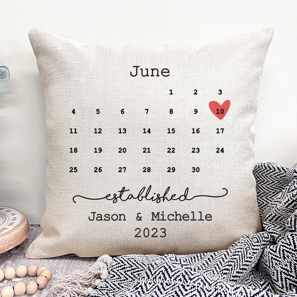 Wedding Date Pillow With Wedding Date, Wedding Anniversary Pillow, Personalized Wedding Pillow Cover, Wedding Gifts For Couple