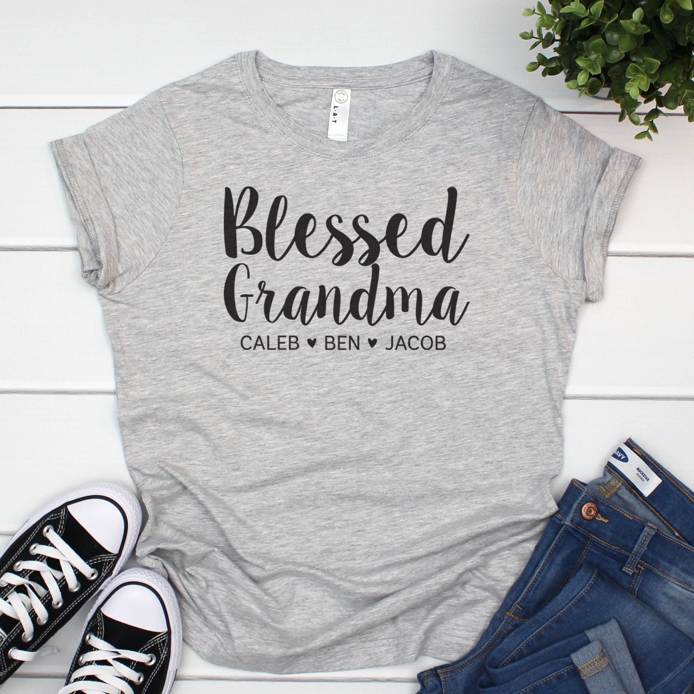 Blessed Grandma Tshirt Grandma Shirt with Names Personalized | Etsy