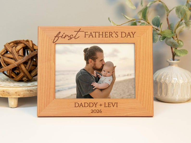 First Fathers Day Picture Frame, Wood Photo Frame, First Time Dad Gift, Dad Picture Frame, New Dad Gift Personalized Fathers Day Gift image 5