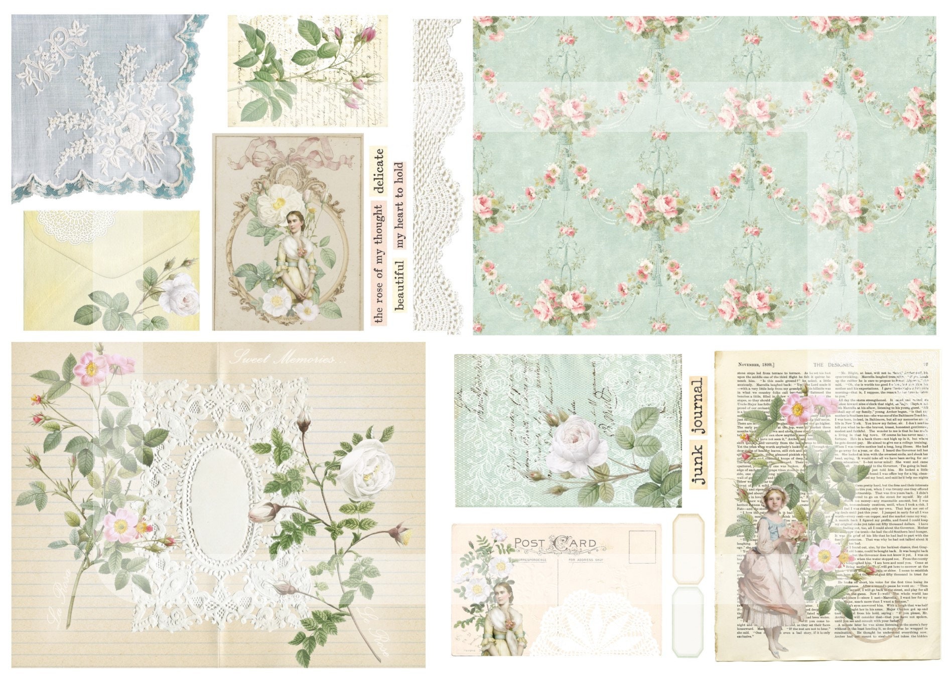 LA ROSA Digital Printable Papers Collection. Junk Journal. - Etsy