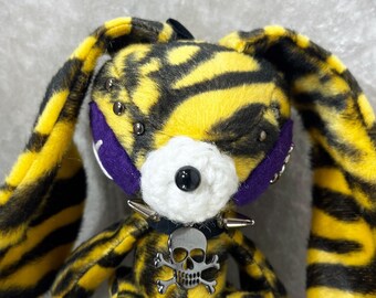 tiger patterned, handmade, one of a kind, lop eared rabbit