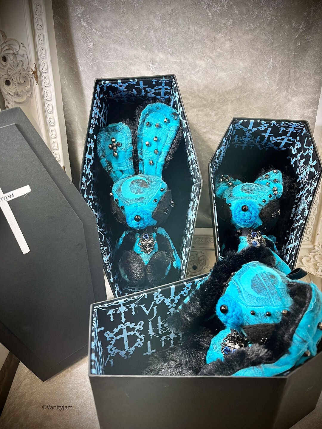 Coffin Box, Hand Dyed, Lop Eared Rabbit, for Gothic Lover, Gothic ...