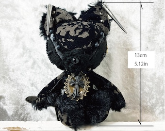 gothic plushie, creepy cat, spiky cat