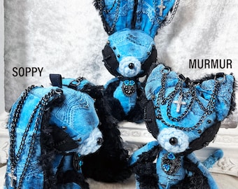 Poisoned Bunny Plush, Gothic Creepy Doll, Handmade Vanityjam Original