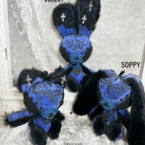 gothic plushie, cat, rabbit, visual kei, rose patterned