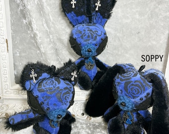 gothic plushie, cat, rabbit, visual kei, rose patterned
