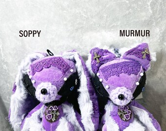 Gothic and Lolita plushie, cat, rabbit, visual kei, for gothic lover, fluffy