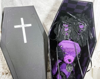 Purple rabbit, coffin box, poisoned-cute character,Dwarf rabbit, Goth doll