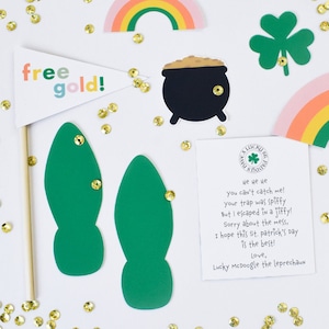 Printable Leprechaun Trap Kit, St. Patrick&#39;s Day Leprechaun Activity, Leprechaun note footprints, St. Patrick&#39;s Day Instant Download