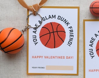 Printable Basketball valentine tag, Sports Valentines card for kids, for school, for class, for classroom, for boy, for preschool, favor,